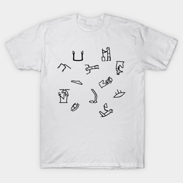 Egyptian Hieroglyphs Pattern T-Shirt by Pixel4Art